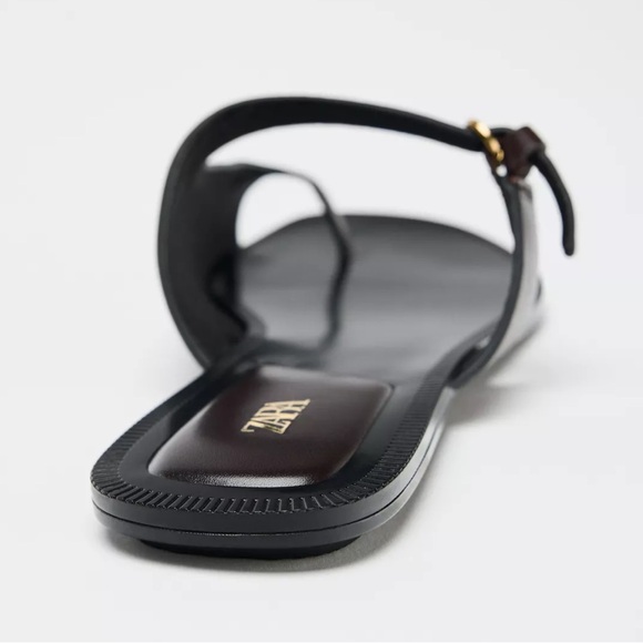 ASYMMETRIC LEATHER FLAT SANDALS - Picture 6 of 7